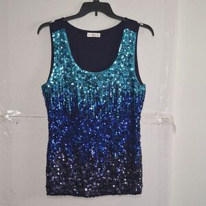 A Maner Women's Sequined Tank Top Eveningwear Formal Plus Sized Glitter 3X
